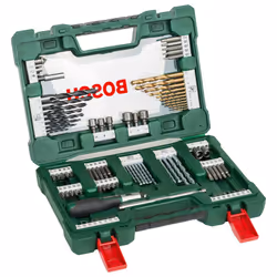 Bosch 91 pcs. Titanium Drill and Screwdriver Bit Set V-Line (for Wood, Masonry and Metal, Including Ratchet Screwdriver and M ...