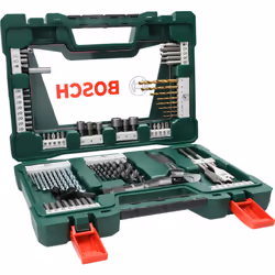 Bosch 83 pcs. Titanium Drill and Screwdriver Bit Set V-Line (with LED Torch and Adjustable Spanner, for Wood, Masonry and Met ...