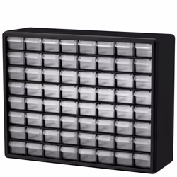 Akro-Mils 10764, Black Cabinet, Clear Drawers, 64 20" x 15.75"