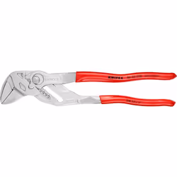 KNIPEX Pliers Wrench, Chrome-Plated, 250 mm, Grips Continuously Up to 52 mm, Fine Adjustment by Button Push, Adjustable Wrench, 86 03 250