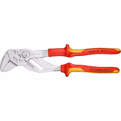 Knipex Pliers Wrench pliers and a wrench in a single tool chrome-plated, insulated with multi-component grips, VDE-tested 250 mm (self-service