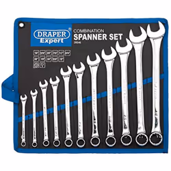 Draper Expert HI-TORQ? 1/4" to 7/8" Combination Spanner Set | 11 Piece Chrome Vanadium Steel Hand Tools | Imperial Manual Pla ...