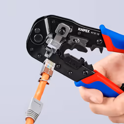 Knipex Crimping Pliers for RJ45 Western plugs burnished, with multi-component grips 191 mm 97 51 13