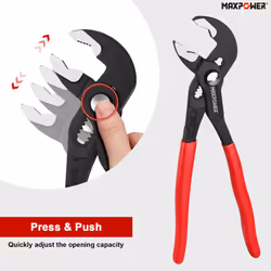 MAXPOWER Water Pump Pliers Set, 3-Piece Plumbing Pliers Set with 180mm (7"), 240mm (10") and 420mm (16") Push Button Quick Adjust Tongue and Groove