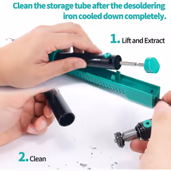 YIHUA 929D-V Electric Vacuum Desoldering Iron Soldering Iron Kit Solder Sucker Desoldering Pump with Shorter Charging Handle and Desoldering Nozzles
