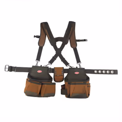 Bucket Boss - Airlift Tool Belt with Suspenders, Tool Belts - Original Series (50100) with 12 Pockets, Brown, 52 Inch
