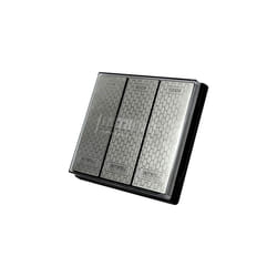 Faithfull Diamond Whetstone Sharpening Kit. 3 Stones: 400G Coarse, 600G Medium And 1000G Fine Includes Non Slip Base Unit