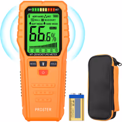 Proster Pinless Moisture Meters with Backlit LCD Screen Damp Detector 3/4-Inch below Surface Non-Destructive Wood Moisture De ...