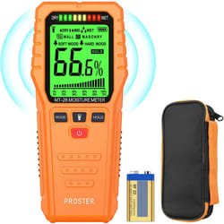 Proster Pinless Moisture Meters with Backlit LCD Screen Damp Detector 3/4-Inch below Surface Non-Destructive Wood Moisture Detector with Storage Bag