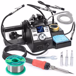 YIHUA 926LED-IV EVO 110W Soldering Station 90~480?C Soldering Kit with 4 Helping Hands, 1 Magnifier with LED, Solder Wire Dis ...