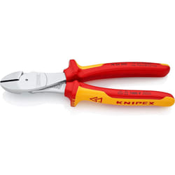 KNIPEX High Leverage Diagonal Cutter, Chrome-Plated, 200 mm, VDE, Chrome Vanadium Steel, Piano Wire, Precision Cutting, Side Cutters, 74 06 200