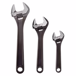 Bahco BHADJUST 3 ADJ3 Set of 3 Adjustable Wrenches (8070/8071 / 8072), Grey, 16 degree head angle