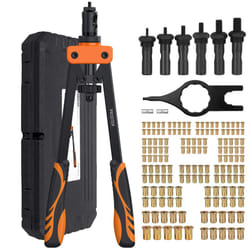 Proster 14" Rivet Nut Tool with 6pcs Metric Mandrels 150 PCS M3-M10 Heavy Duty Rivet Nut Thread Setter Kit Rivet Nut Gun with Carrying Case Orange
