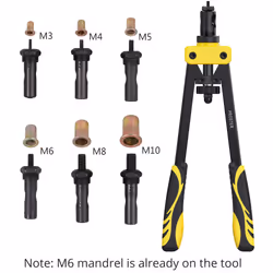 Proster Rivet Nut Gun 14" Rivet Nut Tool with 150Pcs M3 M4 M5 M6 M8 M10 Rivet Nuts 6Pcs Metric Mandrels Heavy Duty Hand RIV Nut Gun Thread Setter Kit