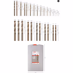 Bosch Professional 25pc. HSS-Cobalt ProBox Metal Drill Bit Set (for Stainless Steel, ? 1-13 mm, Accessories Drill Driver and Drill Stand)