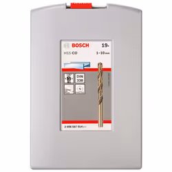 Bosch Professional 19pc. HSS-Cobalt ProBox Metal Drill Bit Set (for Stainless Steel, ? 1-10 mm, Accessories Drill Driver and Drill Stand)