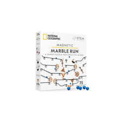 NATIONAL GEOGRAPHIC Magnetic Marble Run - 75-Piece STEM Building Set for Kids & Adults with Magnetic Track & Trick Pieces & Marbles for Building A
