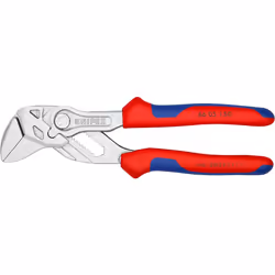 Knipex Pliers Wrench pliers and a wrench in a single tool chrome-plated, with multi-component grips 150 mm 86 05 150