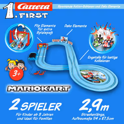 Carrera FIRST 20063028 Mario Kart - FIRST Slot Racing Track, For Children From 3 Years And Adults, 2.9 Metres, With Mario Kart - Mario & Mario Kart -