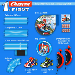 Carrera FIRST 20063028 Mario Kart - FIRST Slot Racing Track, For Children From 3 Years And Adults, 2.9 Metres, With Mario Kart - Mario & Mario Kart -