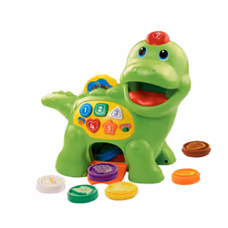 VTech Baby Feed Me Dino | Musical Baby Toy with Numbers, Counting Music & Shapes | Interactive Light Up Toy Suitable From 1,  ...