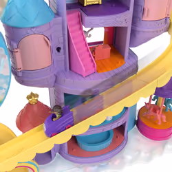 Polly Pocket Rainbow Funland Theme Park, 3 Rides, 7 Play Areas, Polly and Shani Dolls, 2 Unicorns & 25 Surprise Accessories (30 Total Play Pieces),