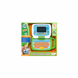 LeapFrog 2 in 1 LeapTop Touch Laptop, Green, Learning Tablet for Kids with 10 Modes of Play, with Letters, Numbers, Vocabulary and Animals, Toy Laptop