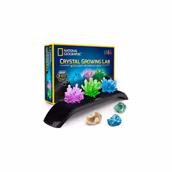 National Geographic Crystal Growing Kit - 3 Vibrant Coloured Crystals to Grow with Light-Up Display Stand & Guidebook, Includ ...