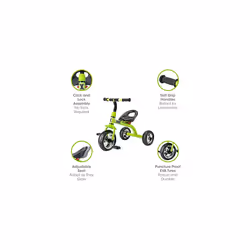 Xootz Tricycle for Kids, Trike Easy Clip and Portable - Green, Size 3