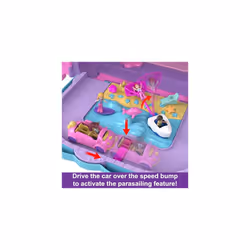 Polly Pocket Dolls, Playset and Travel Toys, 4 Dolls, 1 Vehicle, 25+ Accessories, Resort Roll Away, HKV43
