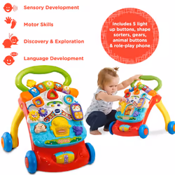 VTech First Steps Baby Walker | Push Along Walker Baby Toy with Shapes, Sounds, Music, Phrases, Pretend Play and More | Suitable for Babies from 6 -