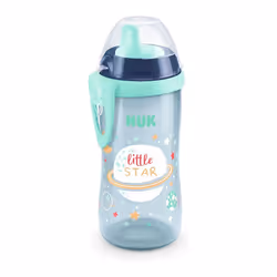 NUK Kiddy Cup Night Toddler Cup 12+ Months 300 ml Leak-Proof Toughened Spout Glow in The Dark Clip & Protective Cap BPA-Free ...