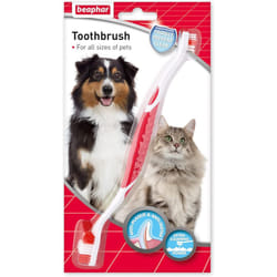 Beaphar Double-Ended Toothbrush Dental Care For Dogs & Cats Targets Hard-to-Reach Areas Helps Prevent Bad Breath & Combat Plaque for all Mouth Sizes