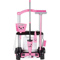 Casdon Henry & Hetty Toys Hetty Cleaning Trolley - Pink Hetty-Inspired Toy Playset with Mop, Brushes, Dustpan & Accessories Kids Cleaning Trolley Set