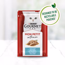 Gourmet Mon Petit Intense Tuna, Salmon and Trout Adult Wet Cat Food 6x50g, Pack of 8