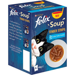 Felix Soup Cat Food Fish Selection Tender Strips 6Ã48g, Pack of 8