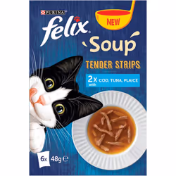 Felix Soup Cat Food Fish Selection Tender Strips 6Ã48g, Pack of 8