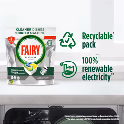 Fairy Platinum Plus All-In-1 Dishwasher Tablets Bulk Fairy Tablets Platinum Plus 74 Tablets Lemon Greasy Filter & Rinse Aid Action Packaging May Vary
