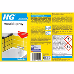 HG Mould Spray Effective Mould Spray & Mildew Cleaner Removes Mouldy Stains From Walls Tiles, Silicone Seals & More 500ml Pack of 1