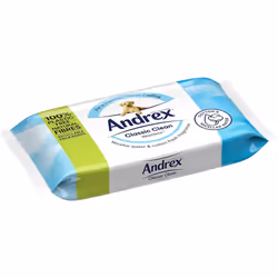 Andrex Classic Clean Washlets 12 Packs Flushable Toilet Tissue Wet Wipes Micellar Water-Biodegradable Plastic-Free Use with Regular Toilet Roll