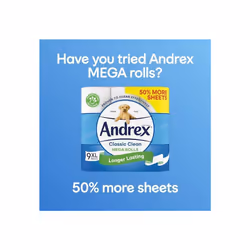 Andrex Classic Clean Washlets 12 Packs Flushable Toilet Tissue Wet Wipes Micellar Water-Biodegradable Plastic-Free Use with Regular Toilet Roll