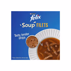 FELIX Soup Cat Food Tender Strips Farm Selection Cat Food, 6x48g, Pack of 8