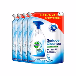 DETTOL Surface Cleaner Pouch Refill, Multipack of 4 X 1.2L, Total 4.8L, Antibacterial Disinfectant Surface Cleaning Spray Ho ...