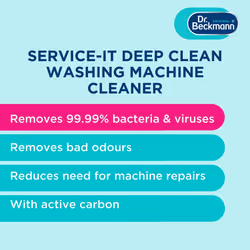 Dr. Beckmann Service-it Deep Clean Washing Machine Cleaner Removes 99,99 % of bacteria and fungi and viruses eliminates bad odours 250 g