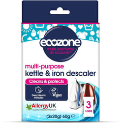 Ecozone Kettle and Iron Descaler Internal Cleaner & Scale Remover for Kitchen & Home Appliances limescale Prevention Sachets Easy To Use3 Treatments
