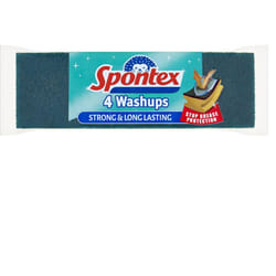 Spontex Washups General Purpose Sponge Scourers, Long Lasting, 4 count (Pack of 1), Yellow Spongegreen Scourer