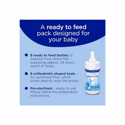 Aptamil 1 First Baby Milk Formula Starter Pack Ready to Use Liquid, from Birth, 6x70 ml