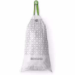 Brabantia PerfectFit Bin Liners Size G/23-30 Litre Thick Plastic Trash Bags Tie Tape Drawstring Handles 40 Bags