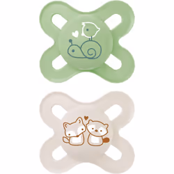 MAM Pack of 2 Original Start Soothers 0-2 Months Baby Soothers Self Sterilising Travel Case Newborn Essentials White/Green De ...