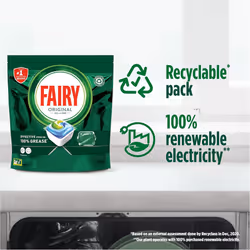 Fairy All-In-1 Dishwasher Tablets, 60 Capsules, Original, Effective Even On Dried-On Grease